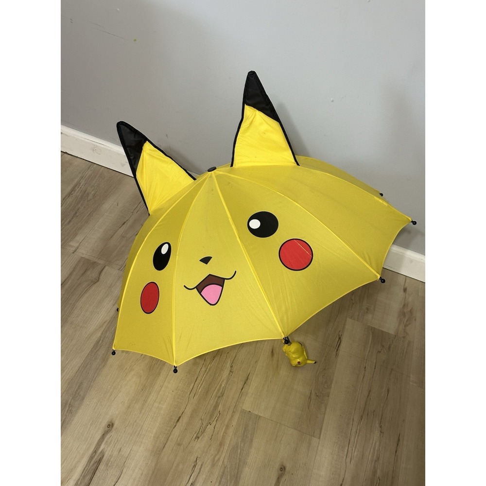 Vintage Pokemon Pikachu 1999 Kid-Sized Umbrella With 3D Ears And Pikachu Handle